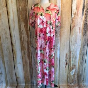 CW Classics Long Pink Floral Robe Caftan sz M EUC!